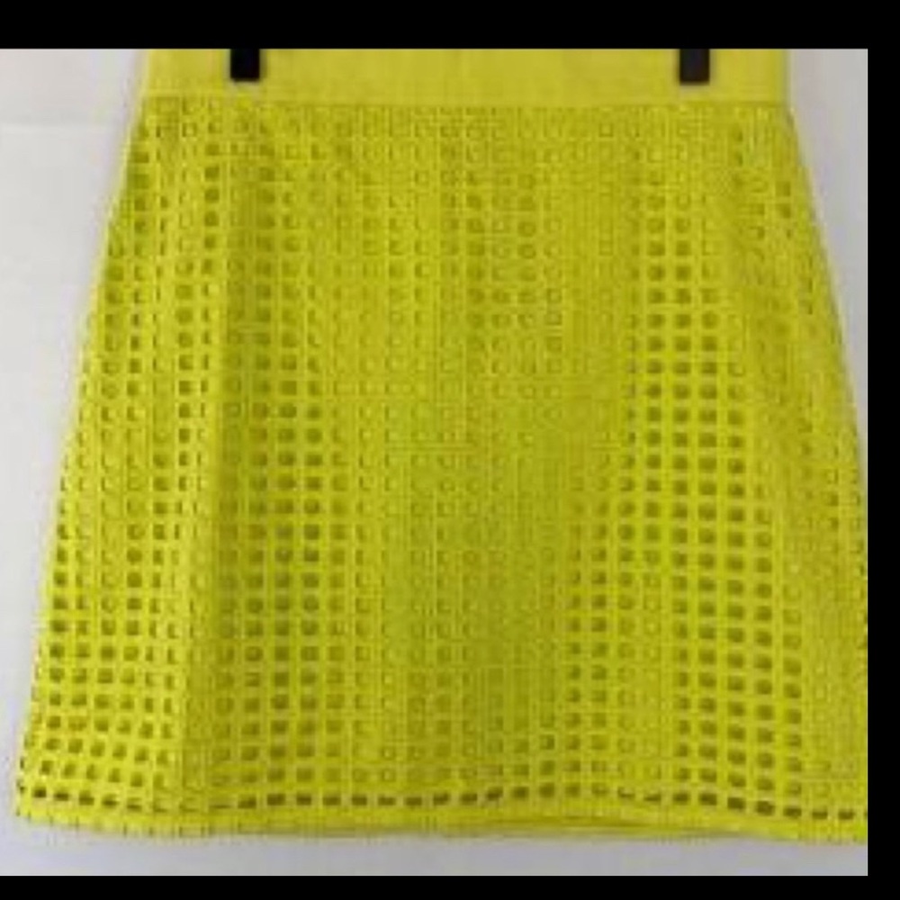 LOFT Chartreuse Eyelet Skirt, Size 4 Petite